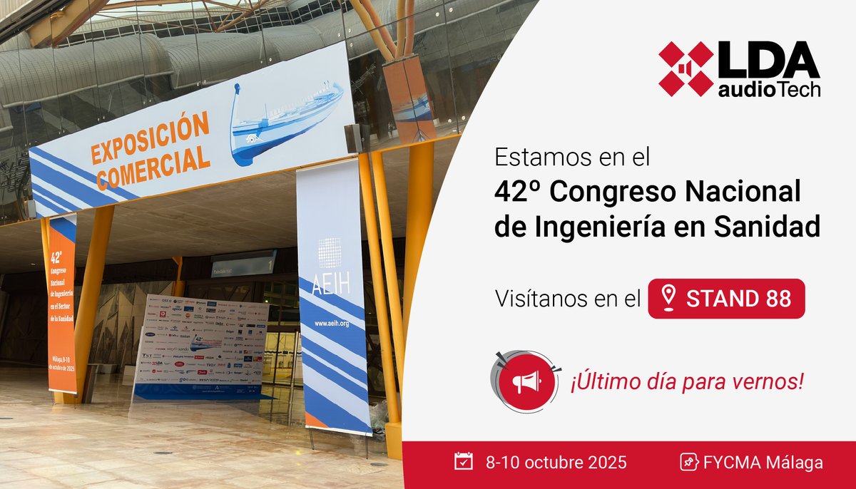 LDAAudioTech's tweet image. Último día en el #42CongresoAEIH de @AEIHorg , pero seguimos con energía. Conversaciones, reuniones, ideas…
📍 Acércate al stand 88 y charlemos sobre seguridad, PA/VA y protección contra incendios.
🔗 zurl.co/iw6Nk

#LDA #LDAAudioTech #IngenieríaSanitaria #PAVAsystems