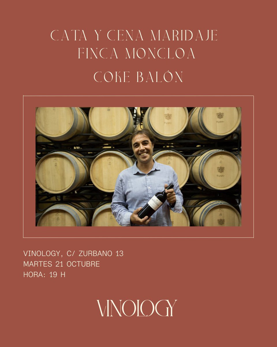 Una noche con Finca Moncloa: Historia, Tintilla de Rota y Territorio
El próximo martes 21 recibimos a Finca Moncloa para una cata y cena maridaje, guiada por su enólogo Coke Balón.

📅 Martes 21 de octubre
📍 Vinology Zurbano 13 
🎟️ Reserva tu plaza : vinology.wine/producto/una-n…