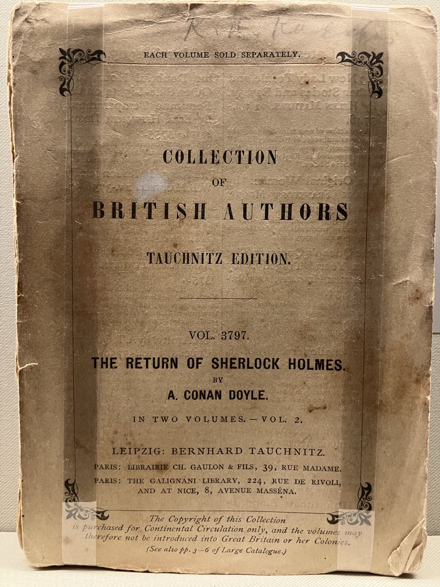 CCavafy's tweet image. The famous detective short stories collection, “The Return of Sherlock Holmes” (1905) by A. Conan Doyle, features Cavafy’s ownership note on the cover. The poet was an avid admirer of detective fiction. His library contains a wealth of detective titles. Cavafy Archive.