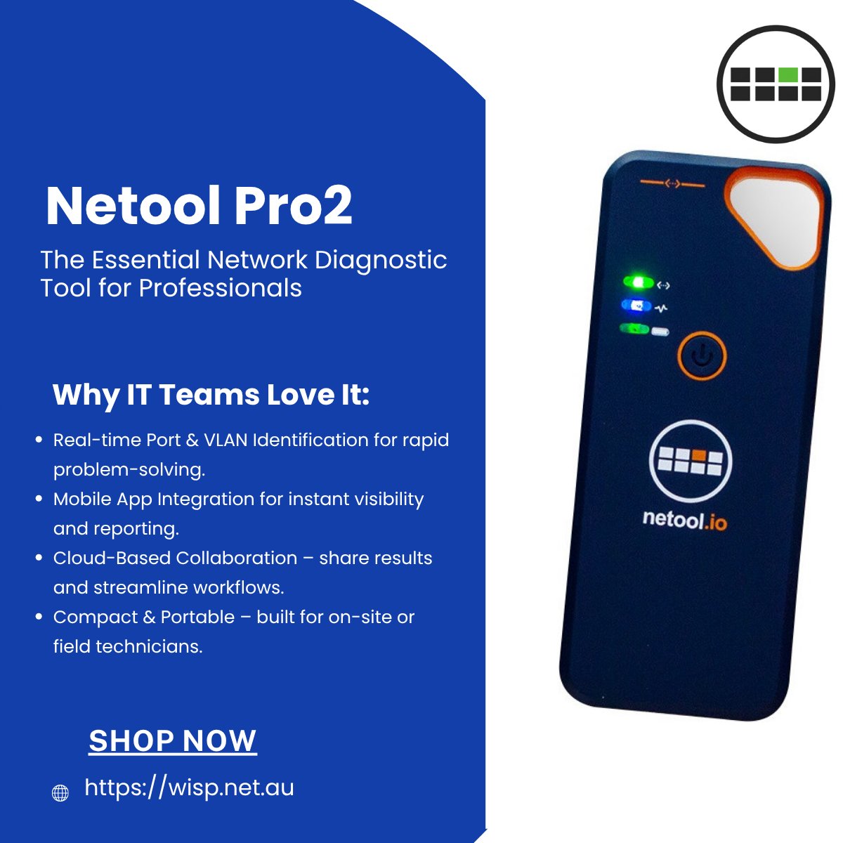 wispaustralia's tweet image. When every second counts, the Netool Pro2 delivers clarity and confidence — helping professionals minimise downtime and maximize uptime.
🔗 Discover it here: wisp.net.au/netoolpro2.html
#NetoolPro2 #NetworkingTools #ITSupport #Diagnostics #FieldTech #NetworkManagement #sydney