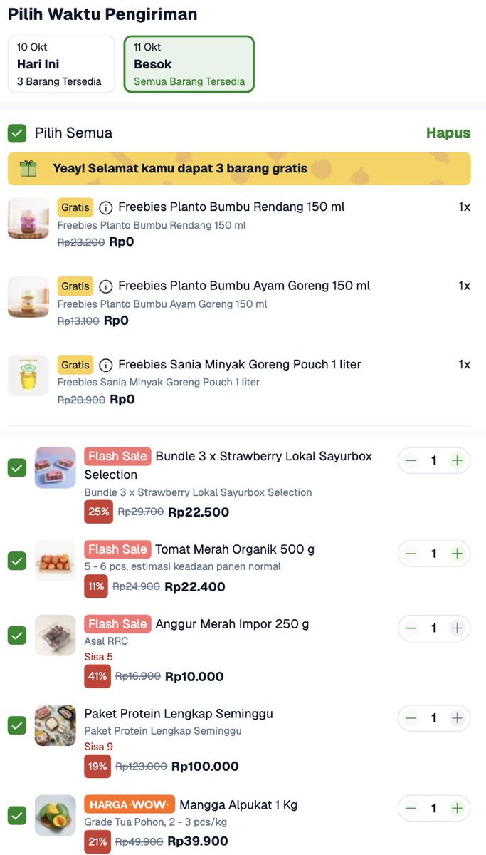 sayurbox's tweet image. GRATISAN SEMBAKO 📢
RIL NO FAKE 💯
cuma di Sayurbox! Beli Mangga Alpukat GRATIS Sembako cuma 10-12 Oktober 2025

Banyak banget gratisannya! Langsung meluncur ajaa sekarangg! sayur.box/info