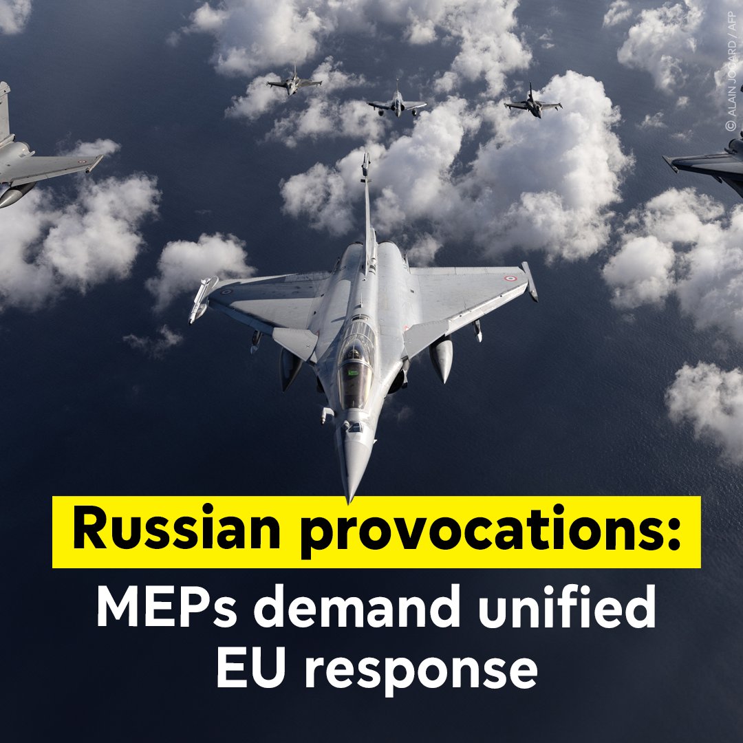 Europarl_EN's tweet image. Russia&apos;s violations and hybrid warfare are a threat to Europe’s security and infrastructure.

The European Parliament calls for unified EU-NATO defence, sanctions on Russia, progress on European Defence Union and cooperation with Ukraine.

Read more: link.europa.eu/Tx6cmY