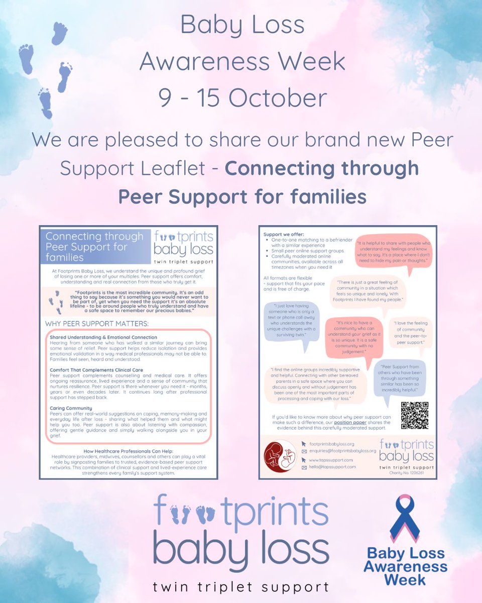 During #BLAW2025 we share our work with Footprints Baby Loss on peer support for families after loss in multiple pregnancy. It offers understanding, practical ideas and steady listening. Read our statement: sbee.link/ea38dh7qtw  <a href="/footprintsbl/">Footprints Baby Loss - Twin and Triplet Support</a> 
#PeerSupport