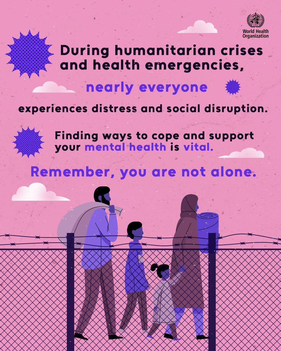 WHOSEARO's tweet image. In humanitarian crisis and health emergencies support for mental health care is vital. Healing shouldn’t be a solo journey. 💙
Your #MentalHealth matters.
#HealthForAll #WorldMentalHealthDay