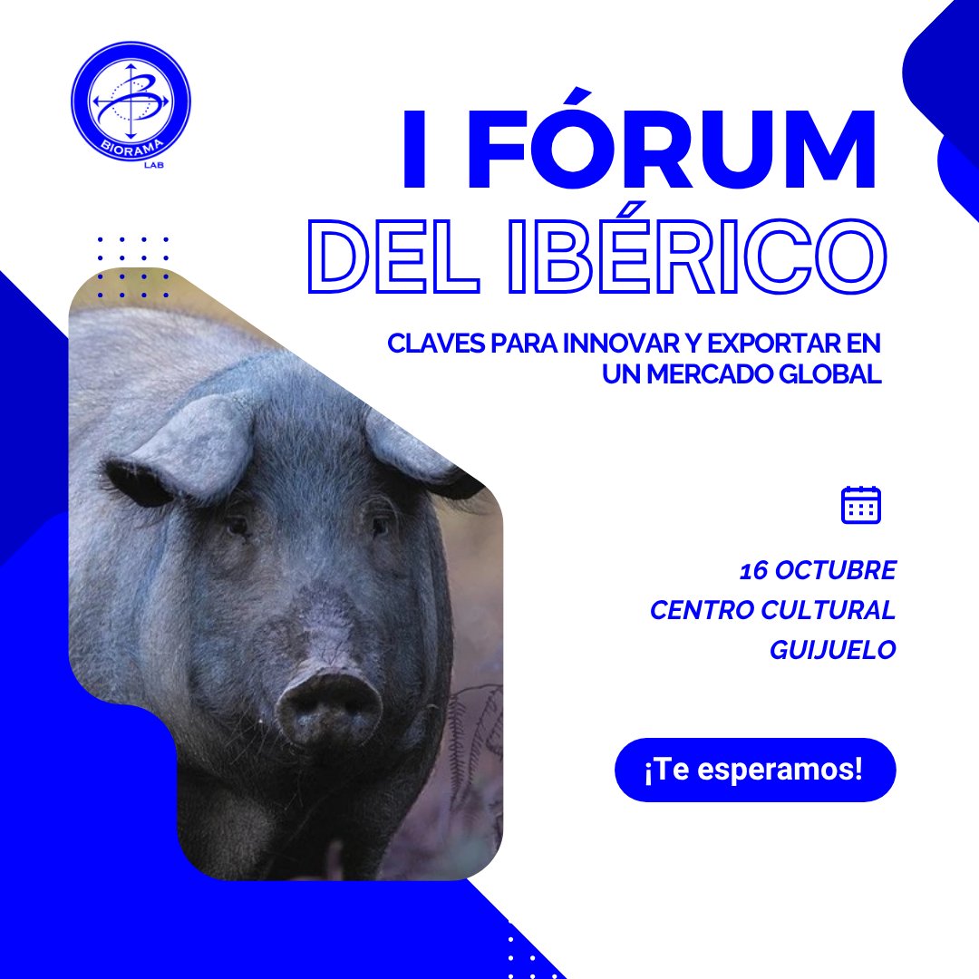 🐖 En Biorama Lab patrocinamos el I Fórum del Ibérico 2025, que se celebrará el 16 de octubre en Guijuelo.
Orgullosos de impulsar la innovación, la sostenibilidad y la competitividad del sector ibérico.
🖥 bioramalab.es
#ForumIberico2025 #Biorama #Guijuelo