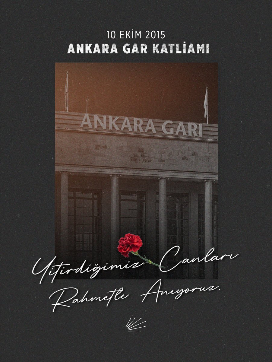 Tarihimizin en kanlı terör saldırısı Ankara Gar Katliamı’nın 10. yıl dönümünde 103 barış güvercinimizi rahmet ve saygıyla anıyoruz.