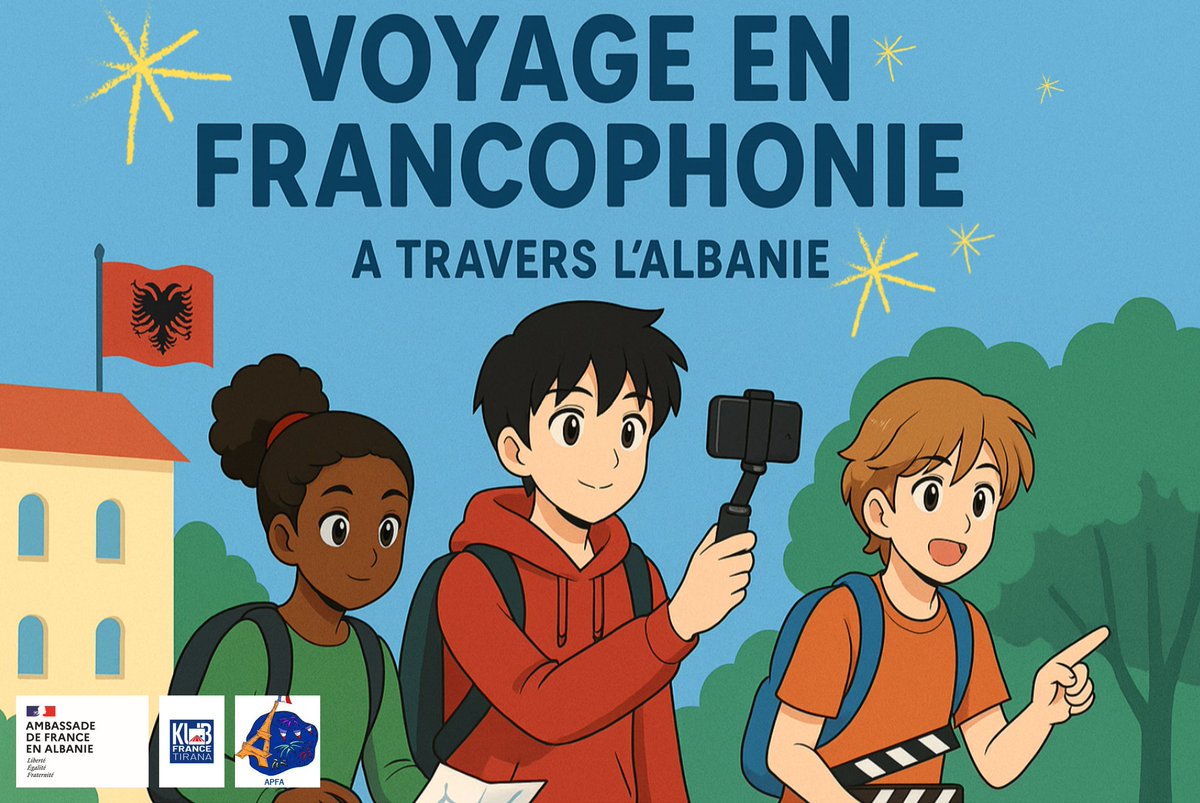 🌏 Tu es lycéenne en🇦🇱, +16 ans &amp; tu parles français ? Participe au concours Voyage en Francophonie avant le 15/11 !
📌 Thème : voyager en Francophonie dans mon pays 
🏆À gagner : un séjour linguistique !
👉 Format libre, sois créatif !
al.ambafrance.org/Concours-regio…

#franceenalbanie