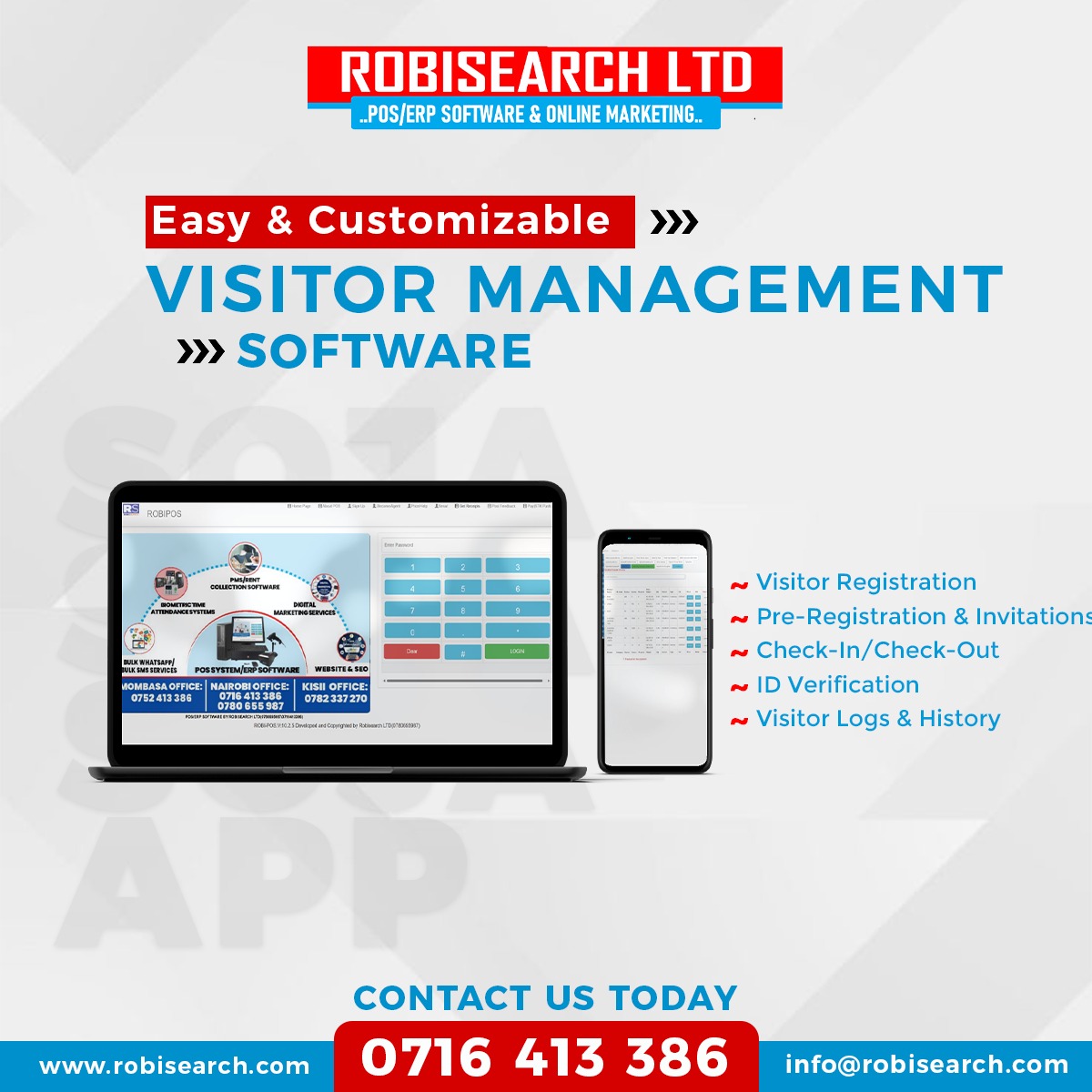 KUcoolkid's tweet image. Simplify visitor management with Robisearch Ltd’s smart software. From registration and ID verification to real-time visitor logs, manage every entry seamlessly and securely in one platform.
Customer Feedback App #DigitakaNaRobisearch RobisearchDigital Soja App