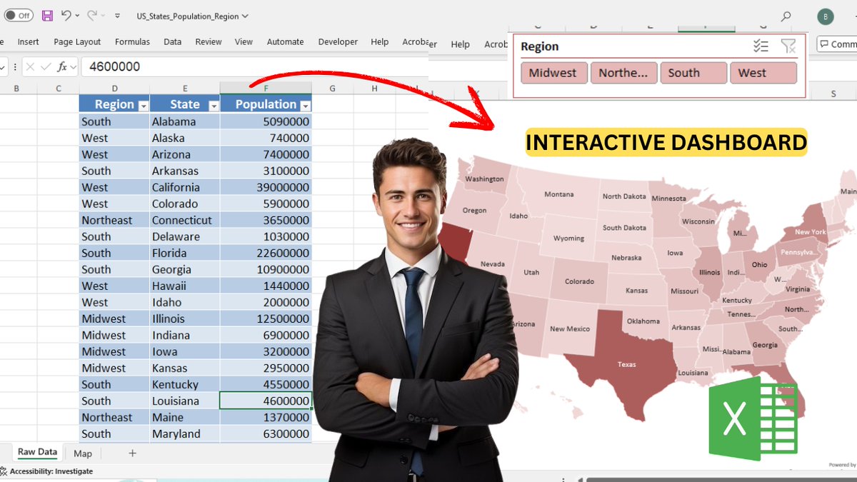 ExcelProMentor's tweet image. Map Chart in Excel full video 👉 youtu.be/BvFy2znVcBQ?si…