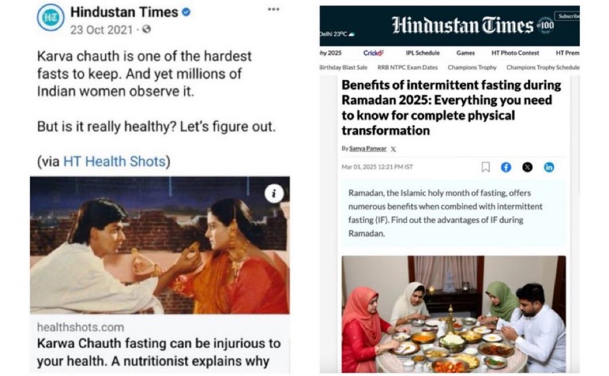 rishibagree's tweet photo. Hindustan Times on 

Karwa Chauth                 Ramadan https://t.co/fWIAPWRflX