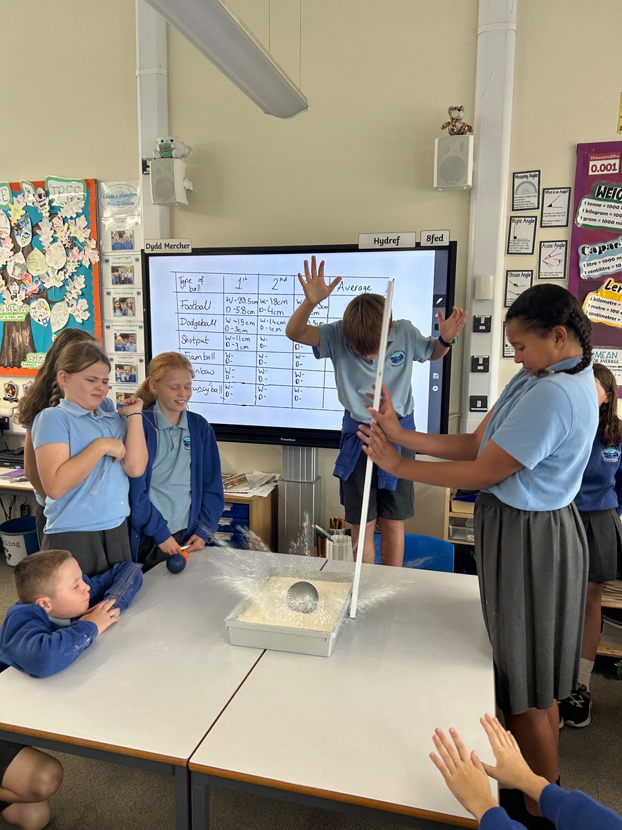 rhosstreet's tweet photo. Blwyddyn 6 have been learning about the phases of the moon and how craters are formed. We have been investigating the size of craters based on the size of the โmeteorโ #RSSsci https://t.co/MnZmMOw0fv