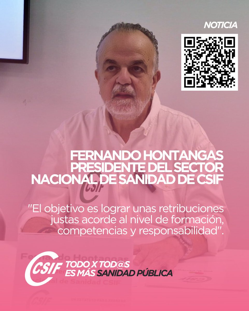 CSIFSanidadNaci's tweet image. Presidente del Sector Nacional de Sanidad de CSIF.

“El objetivo es lograr unas retribuciones justas acordes al nivel de formación, competencias y responsabilidad”, destaca Fernando Hontangas, presidente del Sector Nacional de Sanidad de CSIF.

csif.es/es/articulo/na…

#CSIF