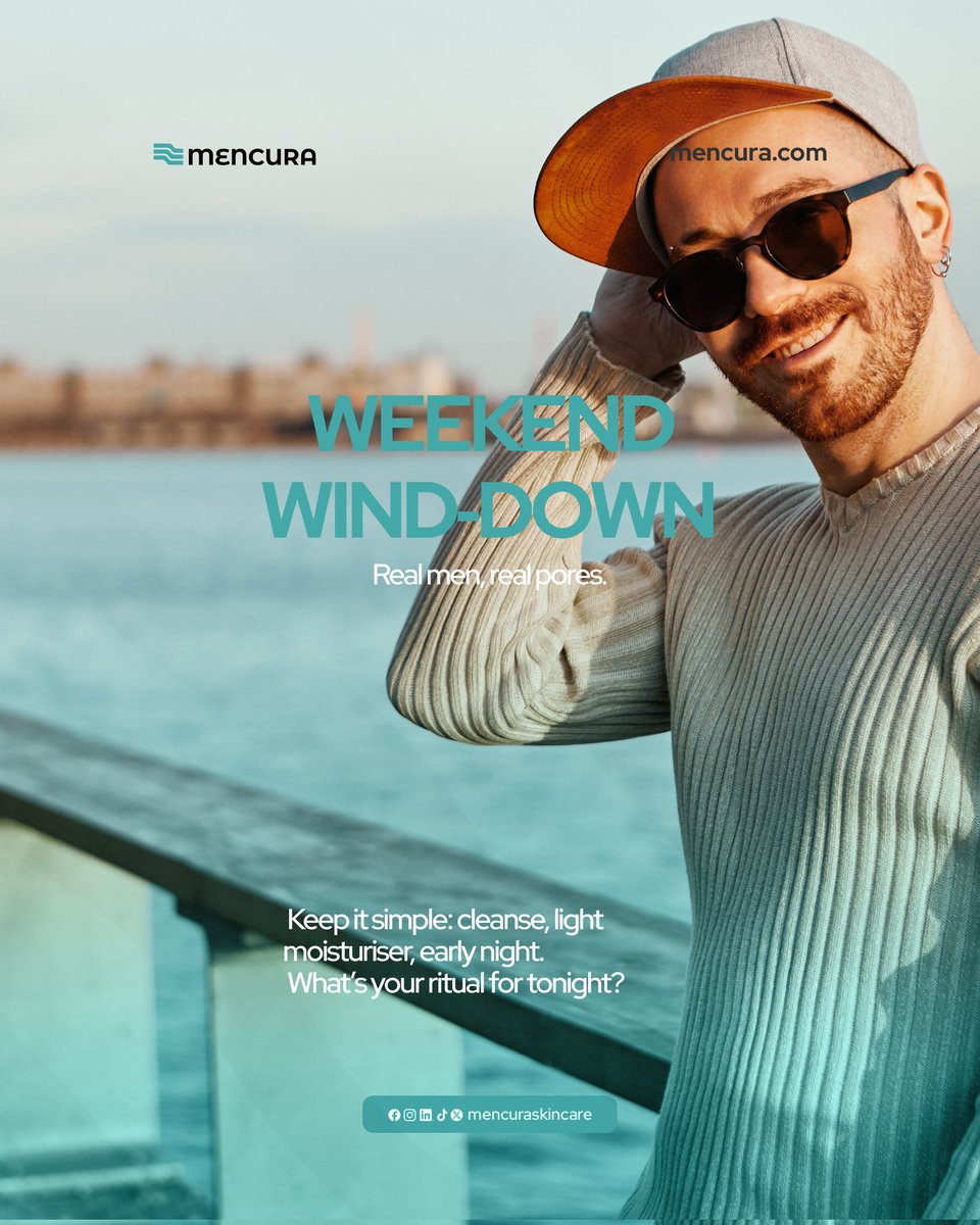 mencuraskincare's tweet image. Weekend wind‑down. Real men, real pores.
Keep it simple: cleanse, light moisturiser, early night.
What’s your ritual for tonight?
#WeekendWindDown #RealMenRealPores #MensSkincare #Mencura #WellnessBeyondSkincare