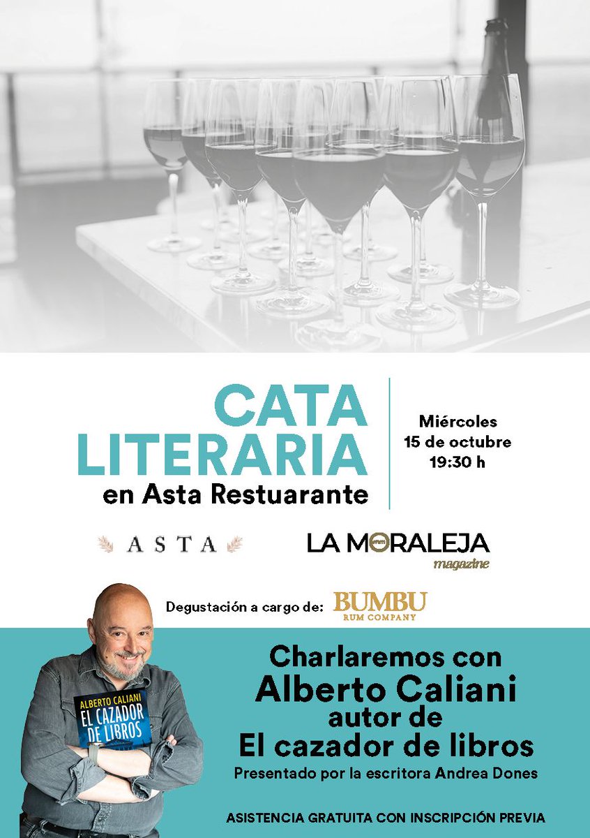 Esto será el miércoles, día 15 de octubre. Me acompañará la magnífica escritora Andrea Dones. El que ande por la zona y no tenga "El cazador de libros" firmado, tendrá oportunidad de conseguir un ejemplar. 🙂