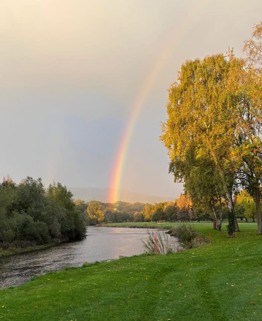 A lovely start to the day with the rainbow’s end on the green of the par 5 fourth hole

You won't discover a pot of gold, but you could find an eagle, if you are lucky

Ilkley's glorious in the autumn and the course is looking superb, so book a tee time  tinyurl.com/2ttmbw6r