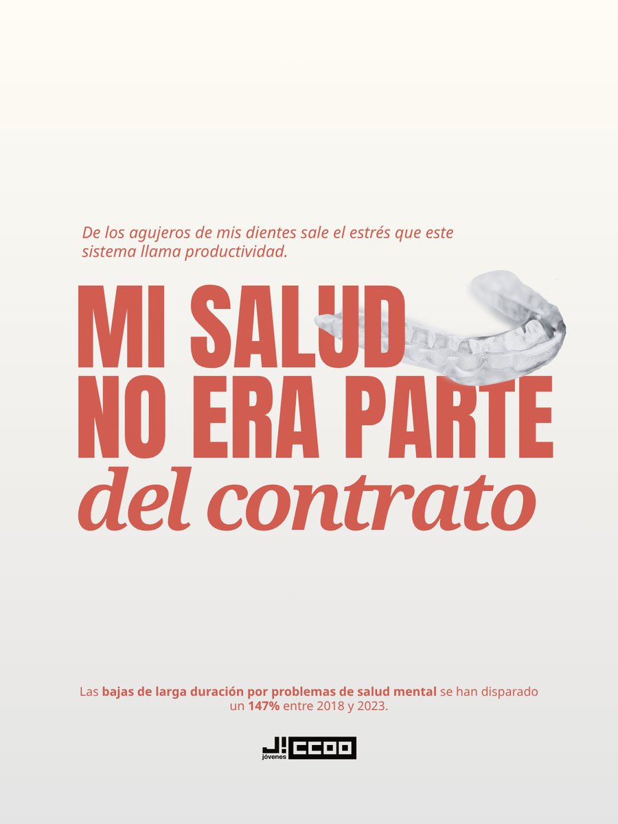 JovenesCCOO's tweet photo. Hoy, Día Mundial de la Salud Mental, recordemos algo: hablar de salud mental sin contexto social no es psicología, es coaching. 

Que el malestar no nos paralice: que sea el motor para cambiar un sistema que pone la producción por encima de la vida. https://t.co/BDix4gkrf5