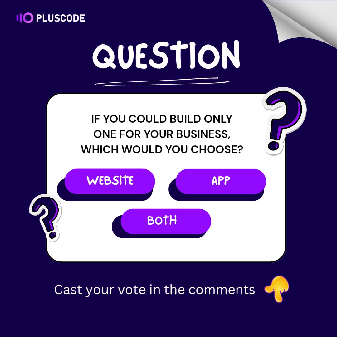 PlusCode_Ltd's tweet image. Did you know?🤓
Over 80% of people check a business online before buying from them, but not all businesses need both a website and an app right away.
So tell us 👇
If you had to pick one first, which would it be, a website or an app?
#Pluscode #Techmadesimple #WebDesign #AppDev