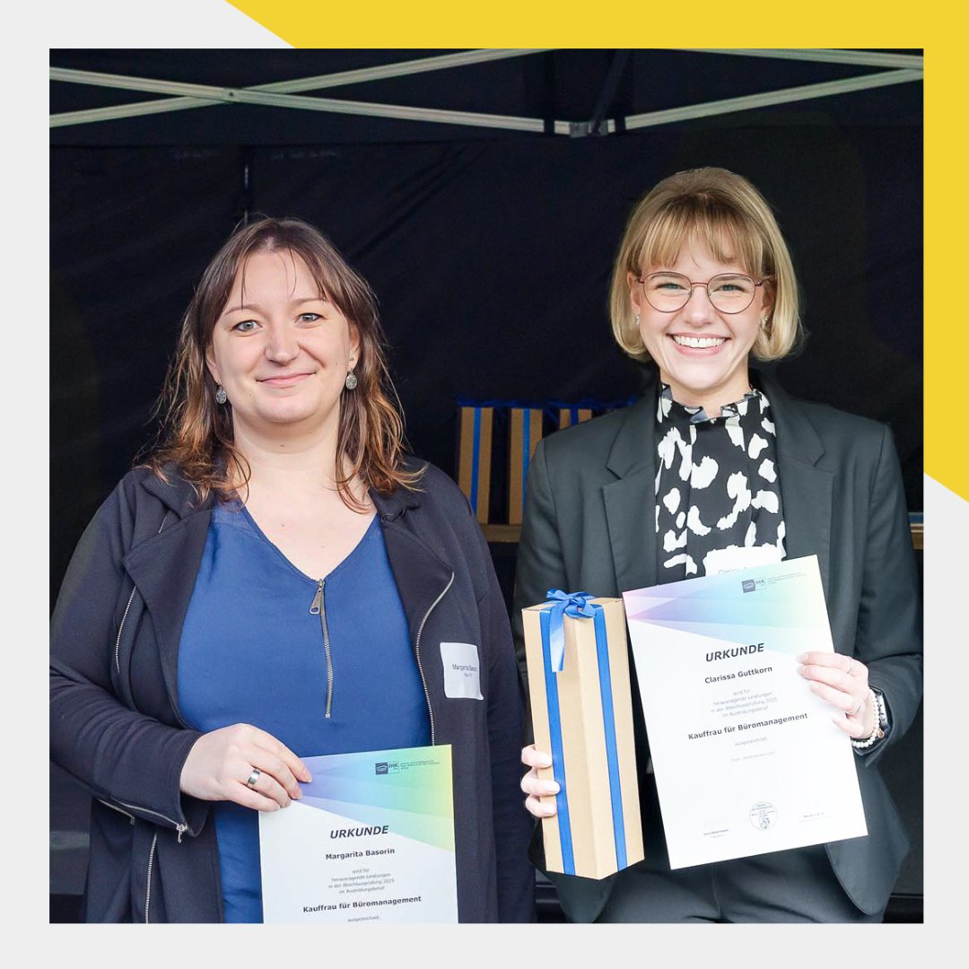 Margarita Basorin (li.) und Clarissa Guttkorn (re.) gehören zu den besten Absolventinnen 2025 der IHK für Essen, Mülheim an der Ruhr und Oberhausen 🎓✨

Wir sind stolz auf ihren Weg – und auf das, was mit Engagement und guter Förderung möglich ist. 💙