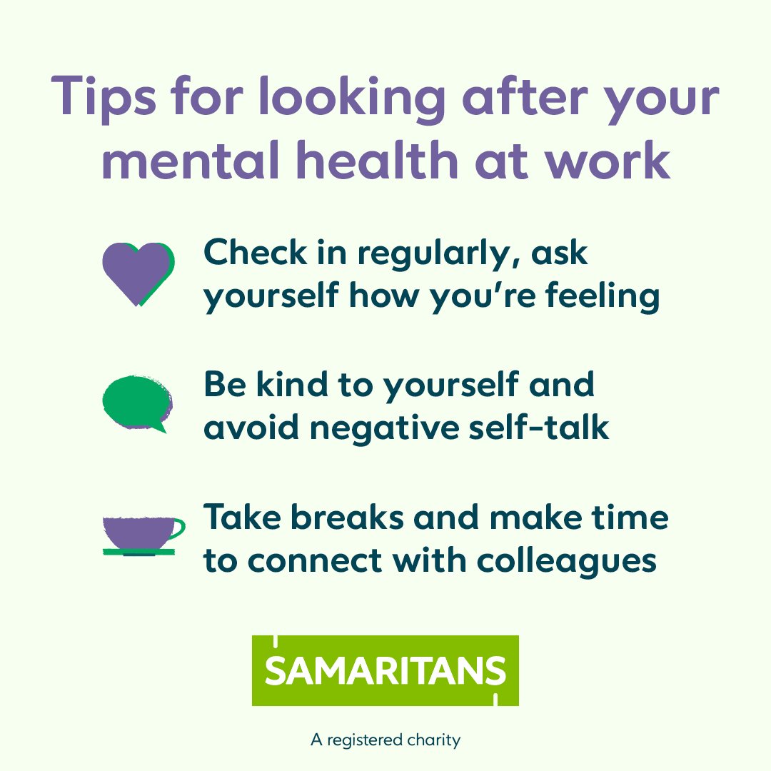 Today is World Mental Health Day. This year’s theme is prioritising mental health in the workplace, so we’re sharing tips on how to look after yourself at work. If you’re finding things difficult and need someone to talk to, we are here to listen 24/7. Call us free on 116 123.