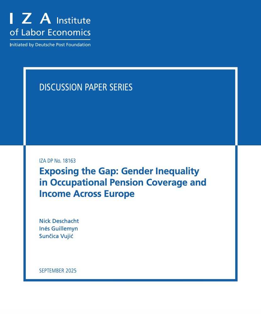 Oltre la metà del #gendergap nella copertura pensionistica è spiegabile dalla minore partecipazione delle donne al mercato del lavoro, dall'uso del part-time e dei salari più bassi, fattori che fattori rimangono costanti nelle diverse coorti di nascita  &gt; iza.org/publications/d…
