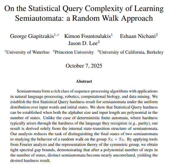 when it rains, it pours! for years, it seemed like the ML community had lost interest in PAC learning automata and formal languages

the topic had seemed "exhausted" -- mainly because essentially any reasonable thing you'd want to do was proven to be computationally hard in some