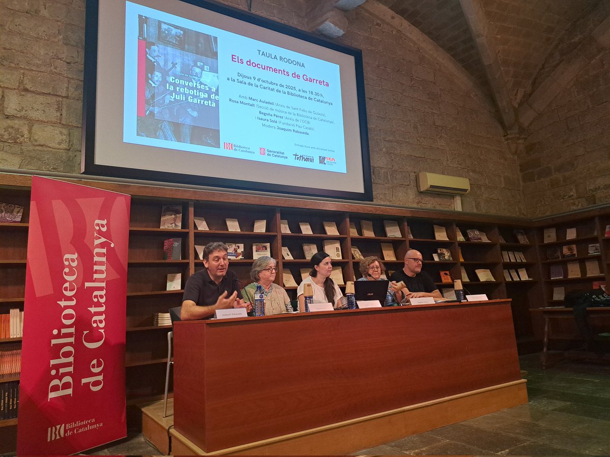 🗣 Ahir vam participar en la taula rodona "Els documents Garreta" a la <a href="/BiblioCatalunya/">Biblioteca de Catalunya</a> , moderada per <a href="/joaquimrabaseda/">Joaquim Rabaseda</a> i molt ben acompanyades, per parlar sobre la documentació del compositor empordanès que conservem en els nostres fons. #MésGarreta #FonsPauCasals