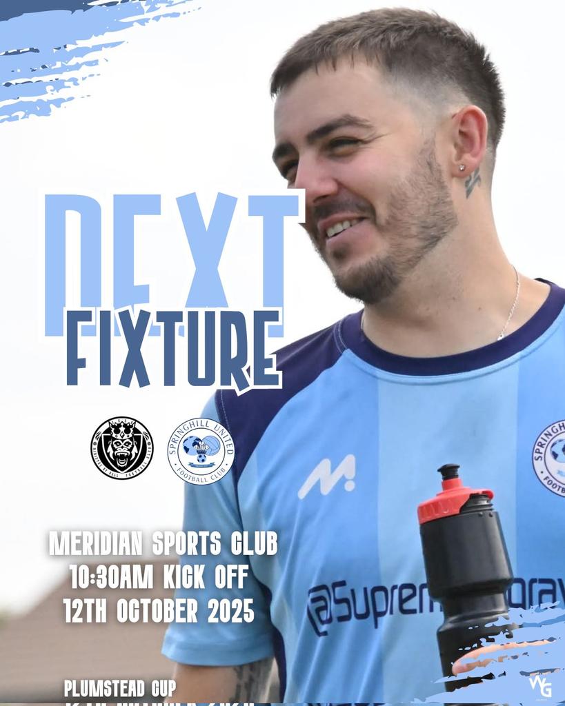 SpringhillBlues's tweet image. Sunday 12th October 2025 📅
Meridian Sports And Social Club, Charlton Park Lane, Charlton, @MSASC1 🏟
Plumstead Challenge Cup
(PCC) 🛡
@MOB_FC2020 Vs
@SpringhillBlues 🔵
10.30AM KO ⚽️
Can The Magic Of The Cup Throw Up An Upset 👀
@wyntergraphics
@WESFA_Football