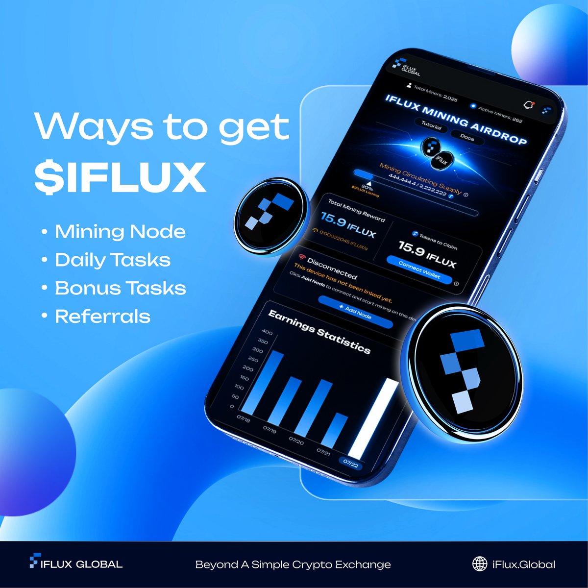 iFluxGlobal's tweet image. 💰 All Ways to Earn $IFLUX Right Now 💰

🔹 Mining Node: Passive earnings 24/7
🔹 Daily Tasks: Weekly streak bonuses
🔹 Level 1 Tasks: Instant claims 
🔹 Referrals: 5% commission on network

More tasks coming. Early accumulators win ⚡ 

#Crypto