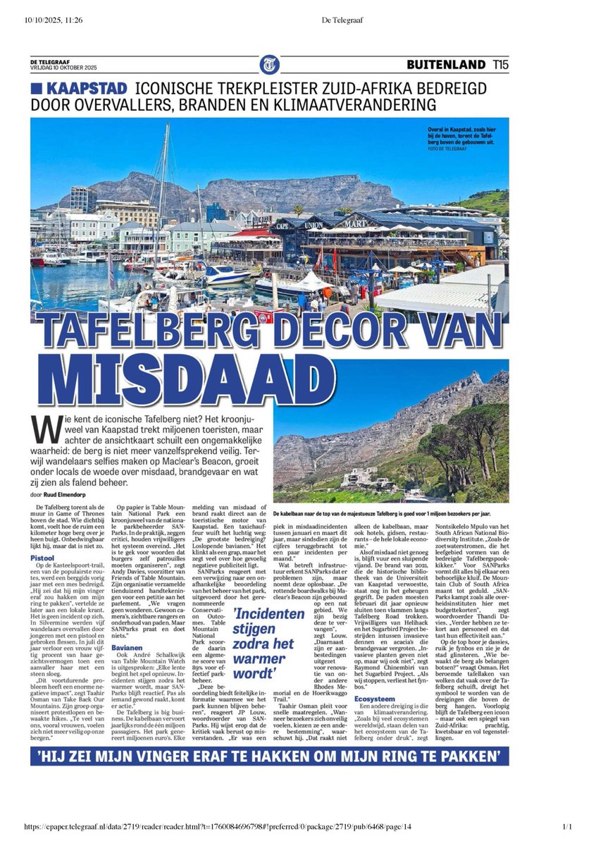 Ruud Elmendorp (@ruudelmendorp) on Twitter photo As foreign tourists, we book our hikes on Table Mountain online and marvel at the views. But listen to local voices in Cape Town, and a different image emergesโone of robberies, fires, and fragile ecosystems. My story in De Telegraaf  #tablemountain #CapeTown #SouthAfrica As foreign tourists, we book our hikes on Table Mountain online and marvel at the views. But listen to local voices in Cape Town, and a different image emergesโone of robberies, fires, and fragile ecosystems. My story in De Telegraaf  #tablemountain #CapeTown #SouthAfrica