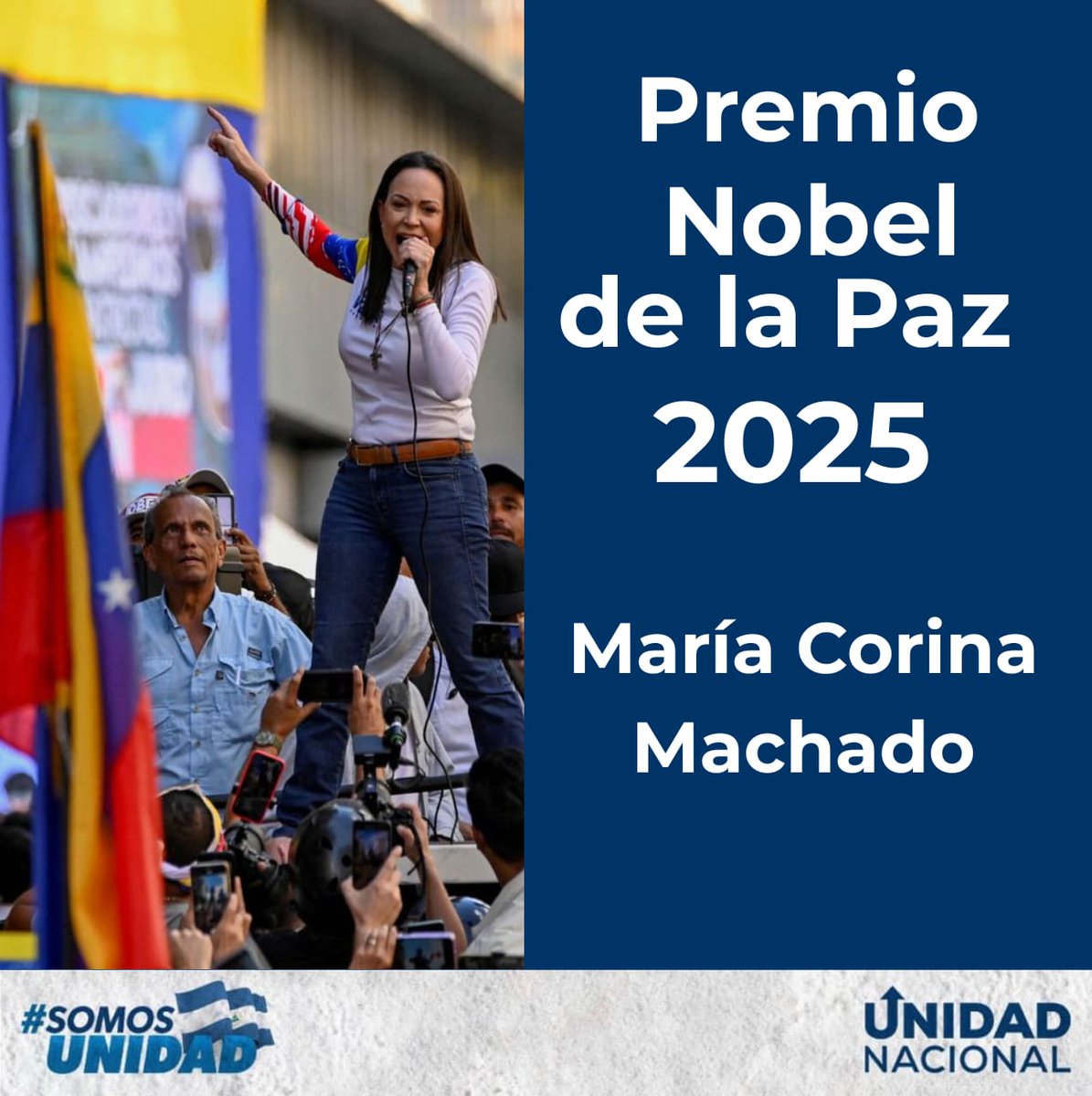 🇻🇪✨
Saludamos el Premio Nobel de la Paz otorgado a María Corina Machado y nos sumamos al regocijo de los demócratas del mundo.
🏅 Este premio es un respaldo a la lucha del pueblo venezolano por la democracia, la libertad y la paz.
🌿 También es un reconocimiento individual a los