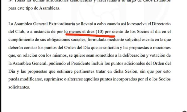 No aprenden. 
Cómo pretenden incorporar algo que es contrario a lo que dictamina ley del deporte? Si la ley del deporte me exige un mínimo para llamado a asamblea vía socios (2/3 partes, o sea el 66,66%) como es que vía estatutos quieren que sea únicamente el 10% de los socios