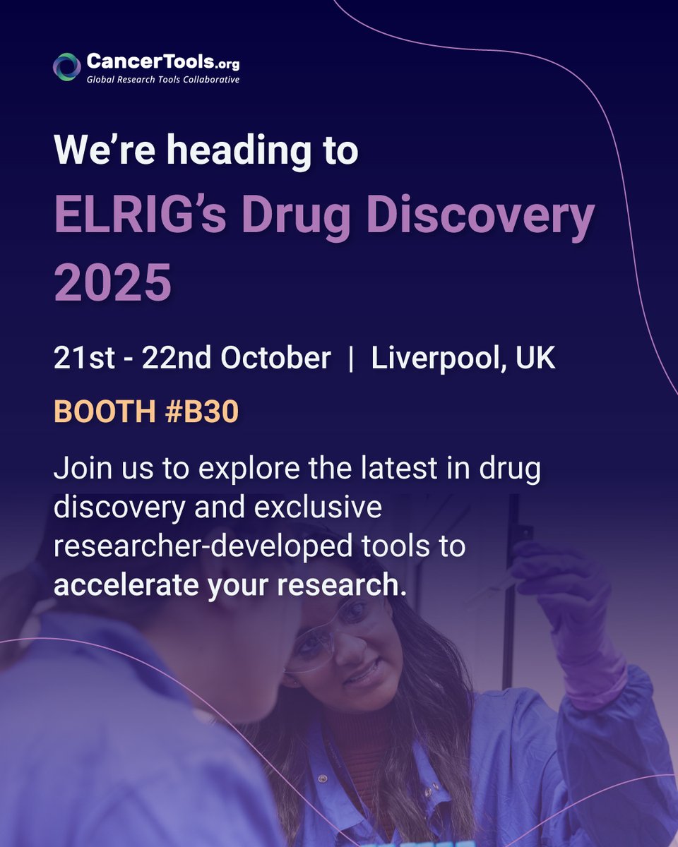 CancerToolsOrg's tweet image. 📢 Excited to announce we’ll be at #ELRIGDD25!

📅 21–22 Oct 2025 | 📍 Booth B30, Liverpool, UK

Visit @CancerToolsOrg – home to 1,500+ trusted cancer research cell lines (including BICR, KPC, PEO &amp;amp; more), many developed through @CR_UK funded research.

Empowering scientists to…
