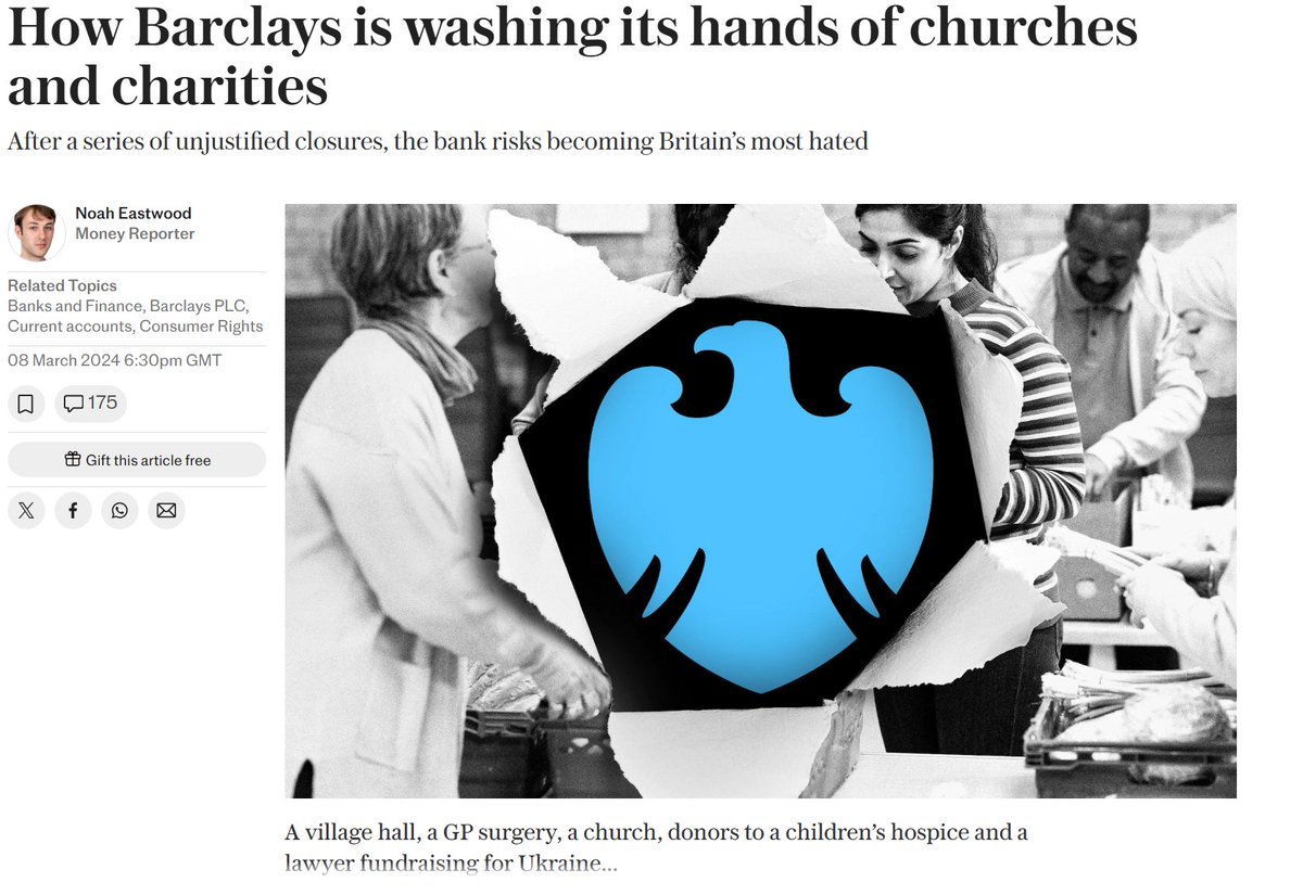 jamesd_graham's tweet image. This Sunday morning I am thinking about debanked churches. This is a scourge.

The Church&apos;s role as a pillar of the community is under threat because of overzealous banks and a punishing regulatory regime.

Join our campaign to end debanking for good 👇

prosperity.com/media-publicat…