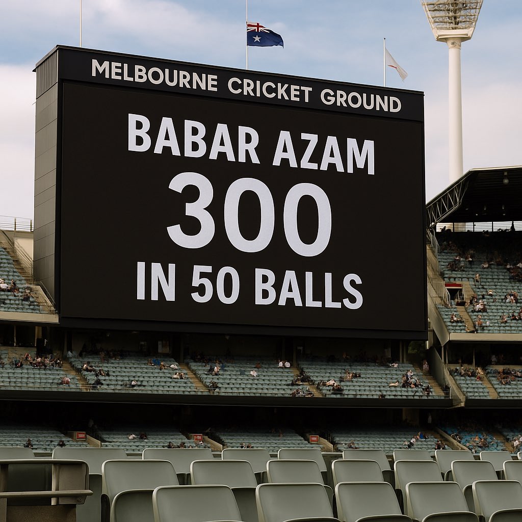 HemanNamo's tweet image. 🏏 Pakistan King Babar Azam smashes a mind-boggling 300 off just 50 balls at the MCG!
Analysts say it was so fast even Hawk-Eye refused to track it.
Fun fact: Pakistan was 6-0 vs India too… in dreams, simulations & PowerPoint predictions.
👑 World Champions (in alternate…
