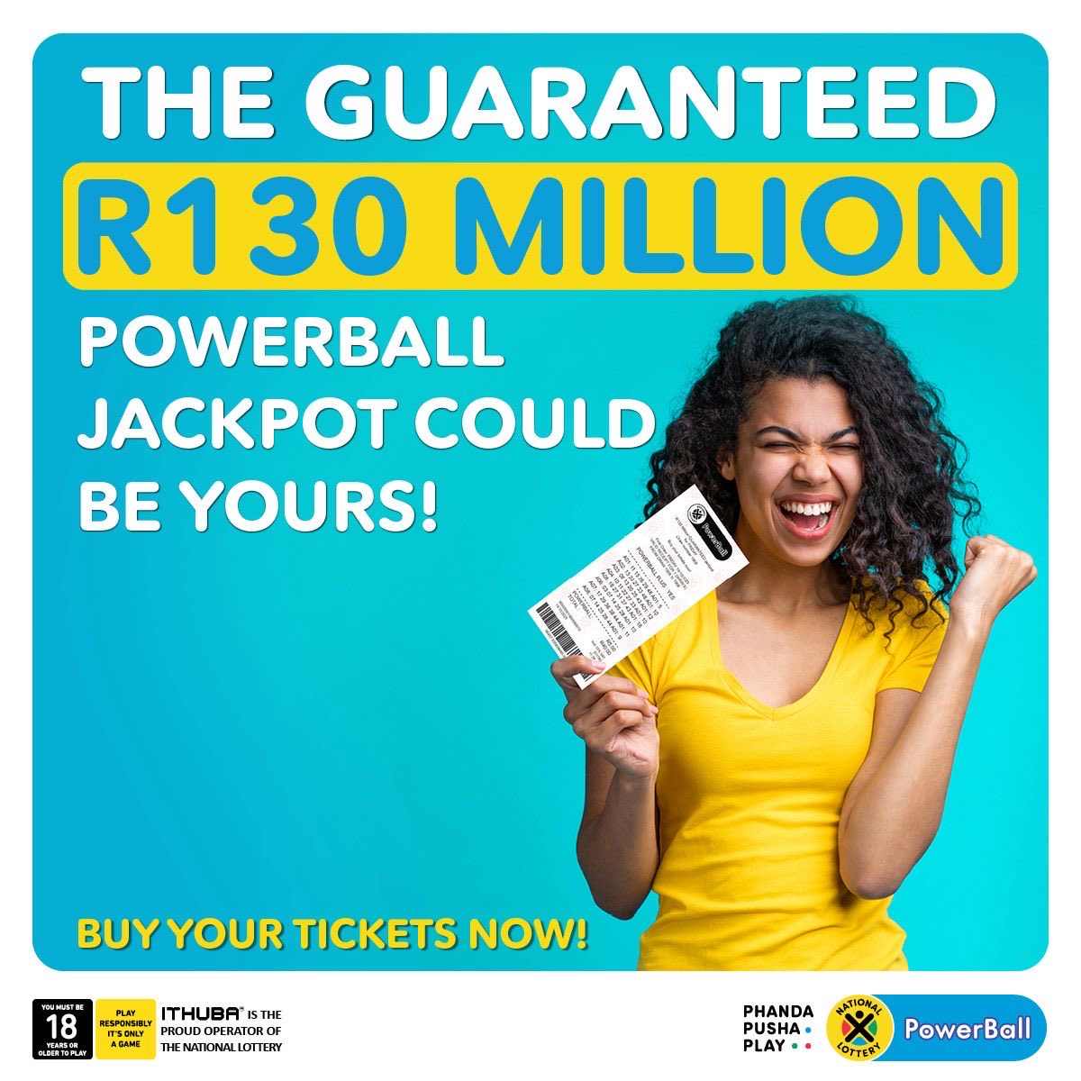 Sam_Magingxa's tweet image. Your lucky numbers? They could change everything !!🔥🔥 are you ready?Tonight’s Powerball jackpot is a GUARANTEED R130 Million! Play NOW in-store, on nationallottery.co.za, the mobile app, banking apps, or dial
*120*7529# for USSD. #ThatWouldChangeEverything #PowerBallR130M #ad