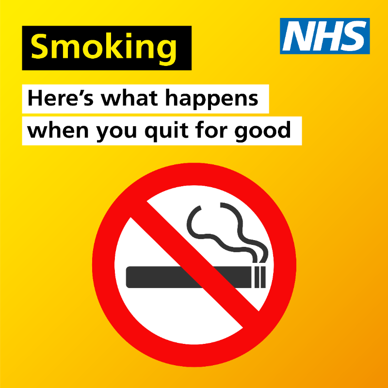 NHSuk's tweet photo. Quitting smoking is the best thing you can do for your health.  

When you stop, you’ll experience health benefits almost immediately! 

It’s never too late to quit. 💪