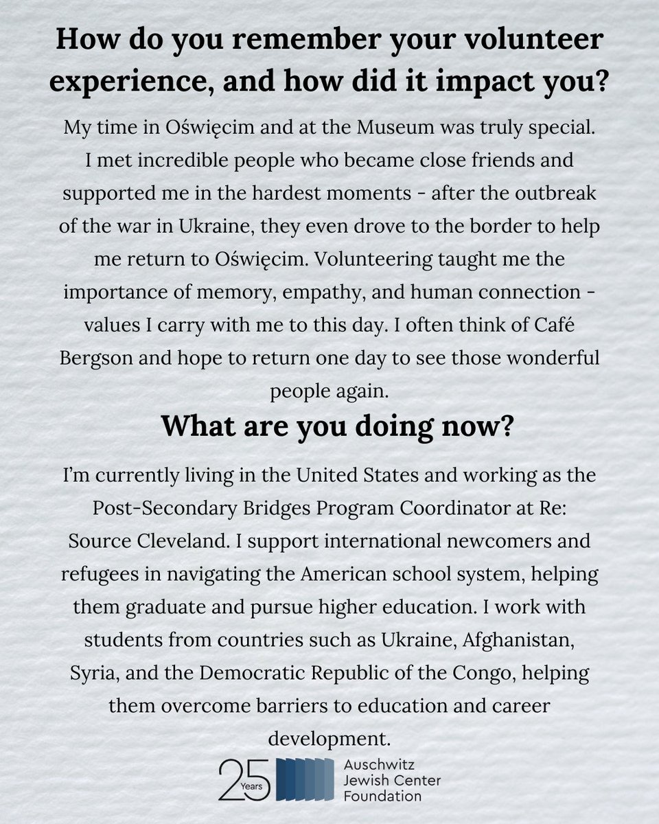 🇺🇦 Meet Yevheniia!
She was our volunteer from Ukraine at the Museum in
2018–2019.

👉 How does she remember her volunteering and
what path did her life take after the stay with us? Find
out in her story below 👇