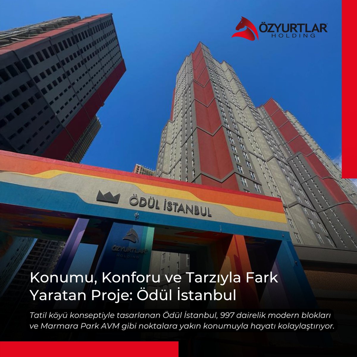 ✨ Konumu, Konforu ve Tarzıyla Fark Yaratan Proje: Ödül İstanbul

➡ Tatil köyü konseptiyle tasarlanan Ödül İstanbul, 997 dairelik modern blokları ve Marmara Park AVM gibi noktalara yakın konumuyla hayatı kolaylaştırıyor.

#ÖzyurtlarHolding #Ödülİstanbul #Beylikdüzü #ModernYaşam