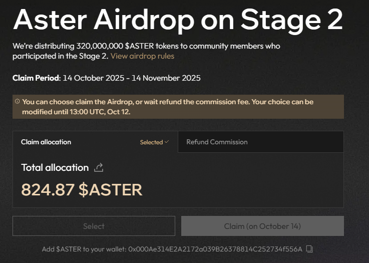 $ASTER Airdrop Stage 2 is live!

anai skm cz