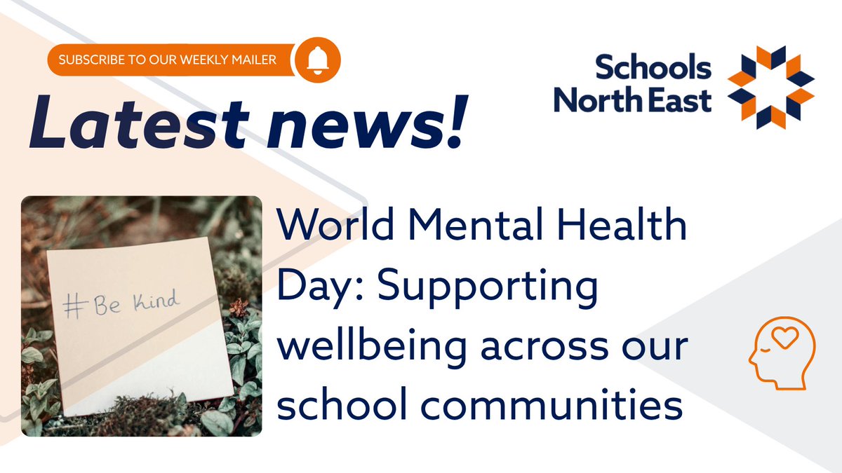 Latest news from Schools North East 🔔 

Today, on #WorldMentalHealthDay, we take the opportunity to shine a light on something that connects us all — our mental health and wellbeing.

Read the full story: schoolsnortheast.org/news/world-men…