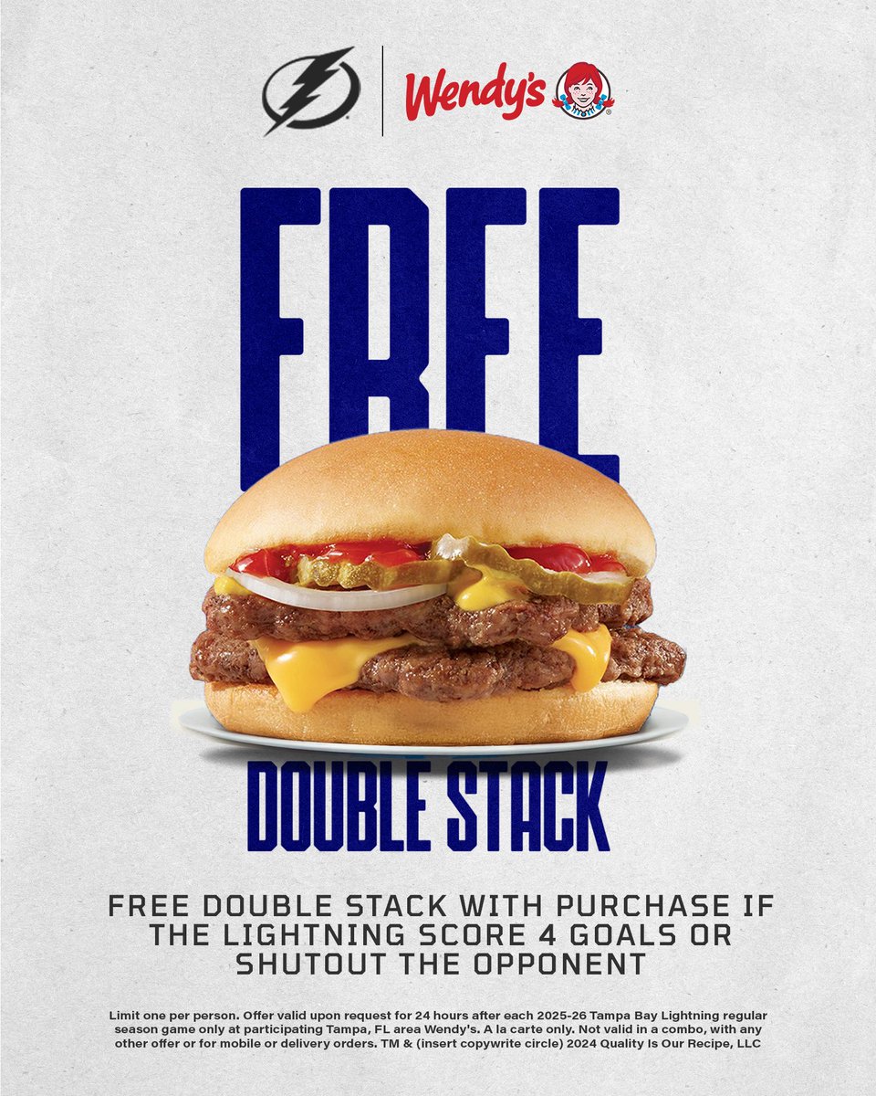 TBLightning's tweet photo. Free Wendy’s is back 🤝 https://t.co/PKcHWCL1j1