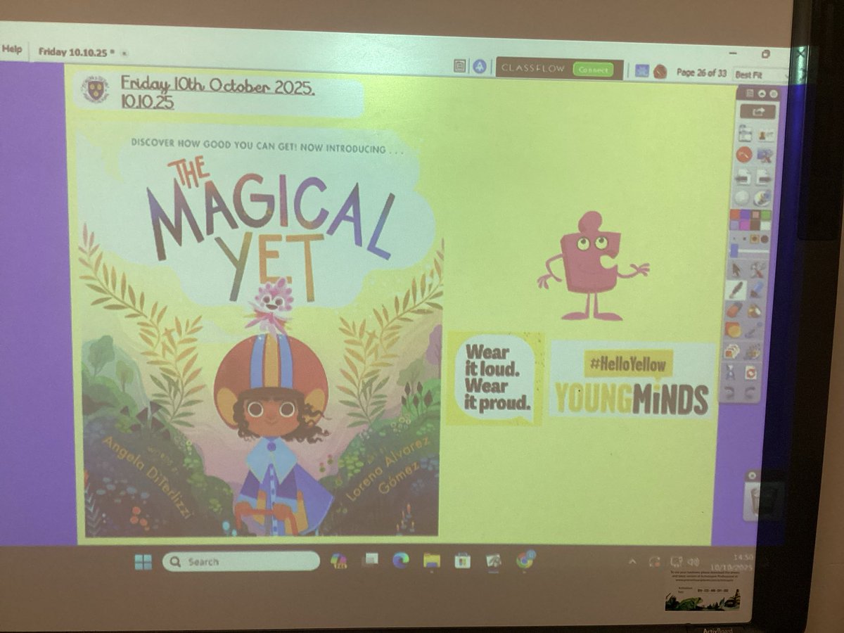 StHildasBury's tweet photo. To celebrate #HelloYellowDay Year 2 looked at some different strategies they could use to help them when they are feeling worried, upset or anxious! They also read The Magical Yet by @angeladiter to remind them of having a positive mindset! @YoungMindsUK https://t.co/9qzPj1LOZj