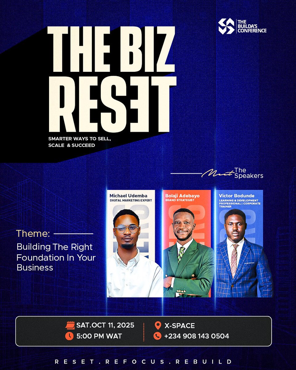 biz_builda's tweet photo. With speakers like @Iam_michaelace, @Mobolajiea and Victor Bodunde. There is more than enough value to go round.

So join us tomorrow, 5pm 

https://t.co/yLsxsi6ldQ https://t.co/UL5ieVGt3I