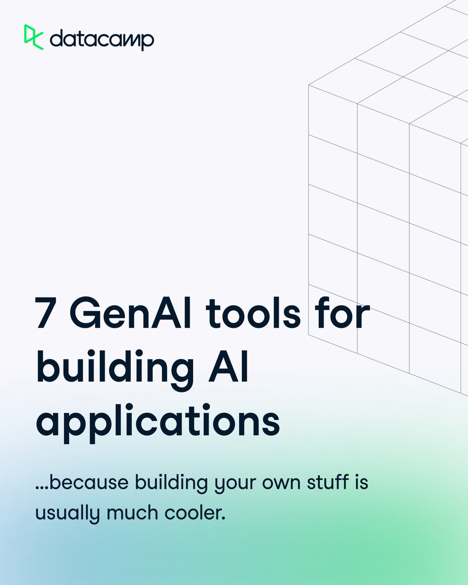 DataCamp's tweet image. Why wouldn't you build your own GenAI app , instead of ChatGPT? 🤔
Here’s what that journey looks like 👇
ow.ly/mvB050X5skL