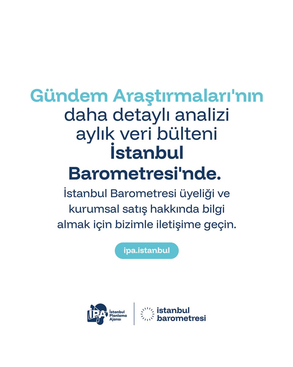 📊İBB İstanbul Planlama Ajansı’nın aylık veri bülteni İstanbul Barometresi, Türkiye ve İstanbul gündemine ilişkin hazırladığı Eylül 2025 Gündem Araştırması sonuçlarını açıkladı.

🔹 Türkiye Gündemi
Eylül ayında Türkiye’nin en çok konuştuğu konu, Filistin-İsrail savaşı ve Ekrem