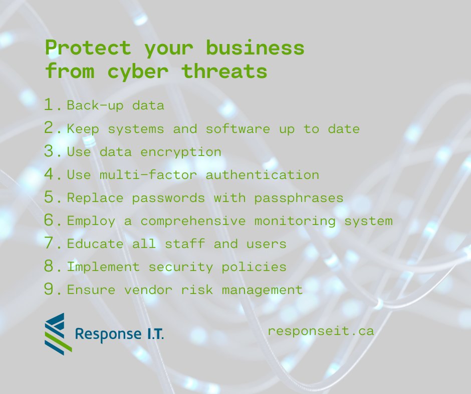 Response_IT's tweet image. Don&apos;t get caught unprepared for cyber threats! Here are 9 tips to fortify your business.

Stay ahead of threats with Response IT. Protection starts here: bit.ly/3QZ9BIg #RemoteITSupport #ResponseIT