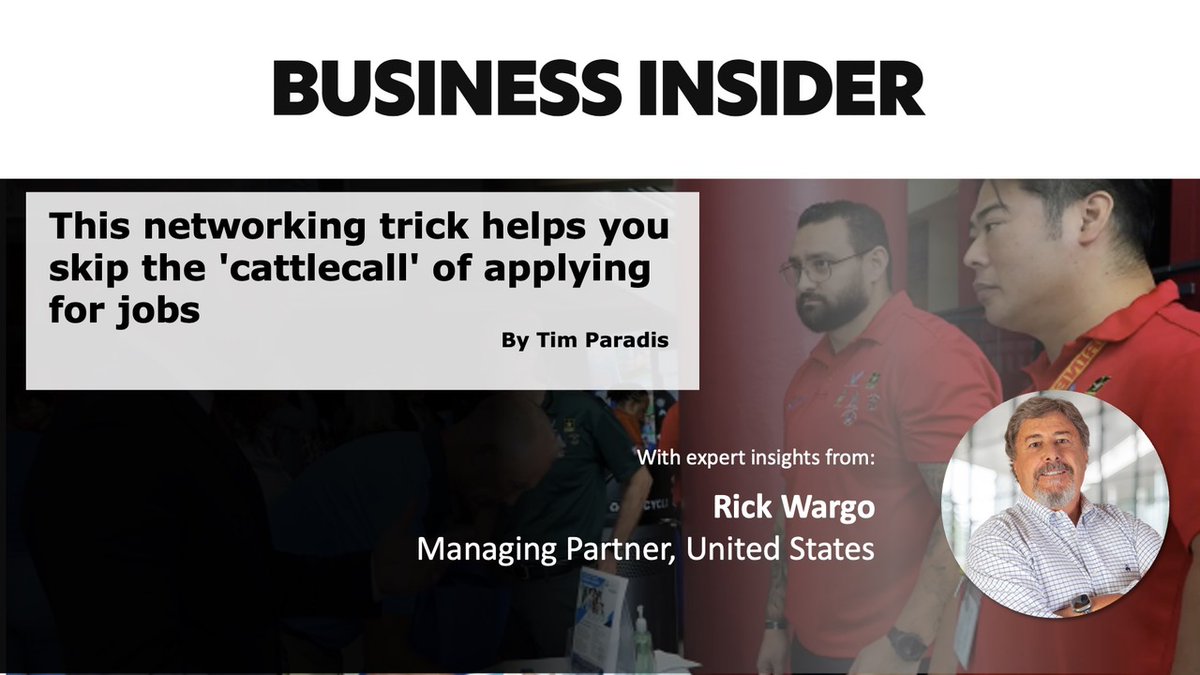 Tired of job "cattle calls"? In #BusinessInsider, Boyden’s Rick Wargo says a warm introduction is “worth its weight in gold.” Reaching out before a role is posted, and building relationships w/ decision-makers, can triple your chances of getting hired: businessinsider.com/career-coach-s…