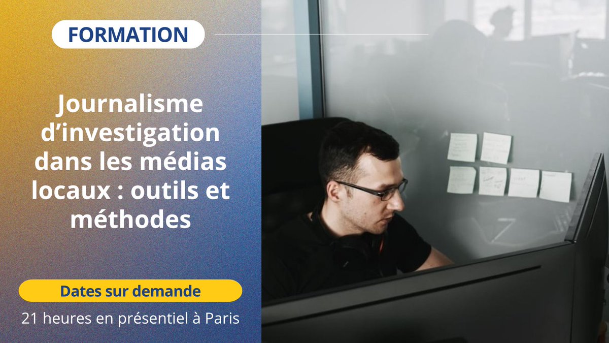 Donnez plus d’impact à vos enquêtes locales ! Participez à notre #formation « Journalisme d’investigation »

📆 Dates : sur demande
📍Lieu : Paris

🎯 De la recherche à la publication, apprenez à enquêter rigoureusement et à valoriser vos résultats : ow.ly/EPTr50X6HOc