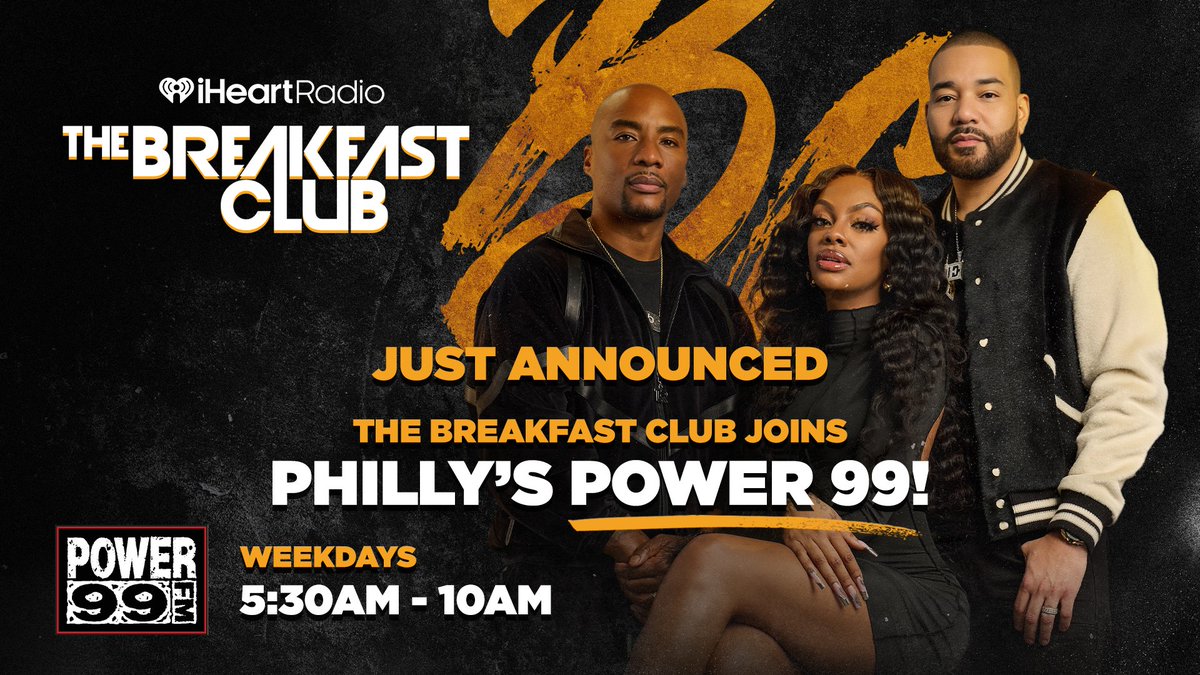 Power99Philly's tweet image. Philly, Jersey, and Delaware! @breakfastclubam is coming to #Power99 🔥 Starting Monday, Breakfast Club is on the box every weekday, Monday-Friday from 5:30am - 10am! Set your alarms and tap into the 🌎's mot dangerous ☀️ show!