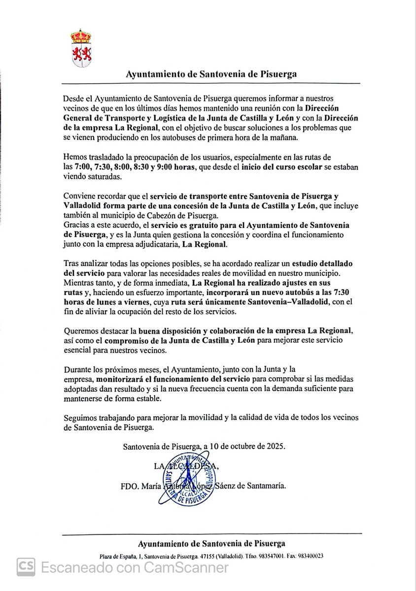 Información del transporte.